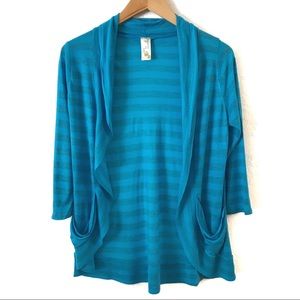 DONATED Paisley & Ivy Turquoise Striped Circle Cardigan